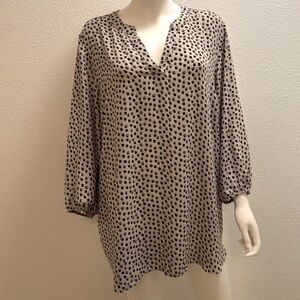 Adrianna Papell Women’s Long Sleeves Polka Dot Blouse W/ Elastic Cuffs Size 2X